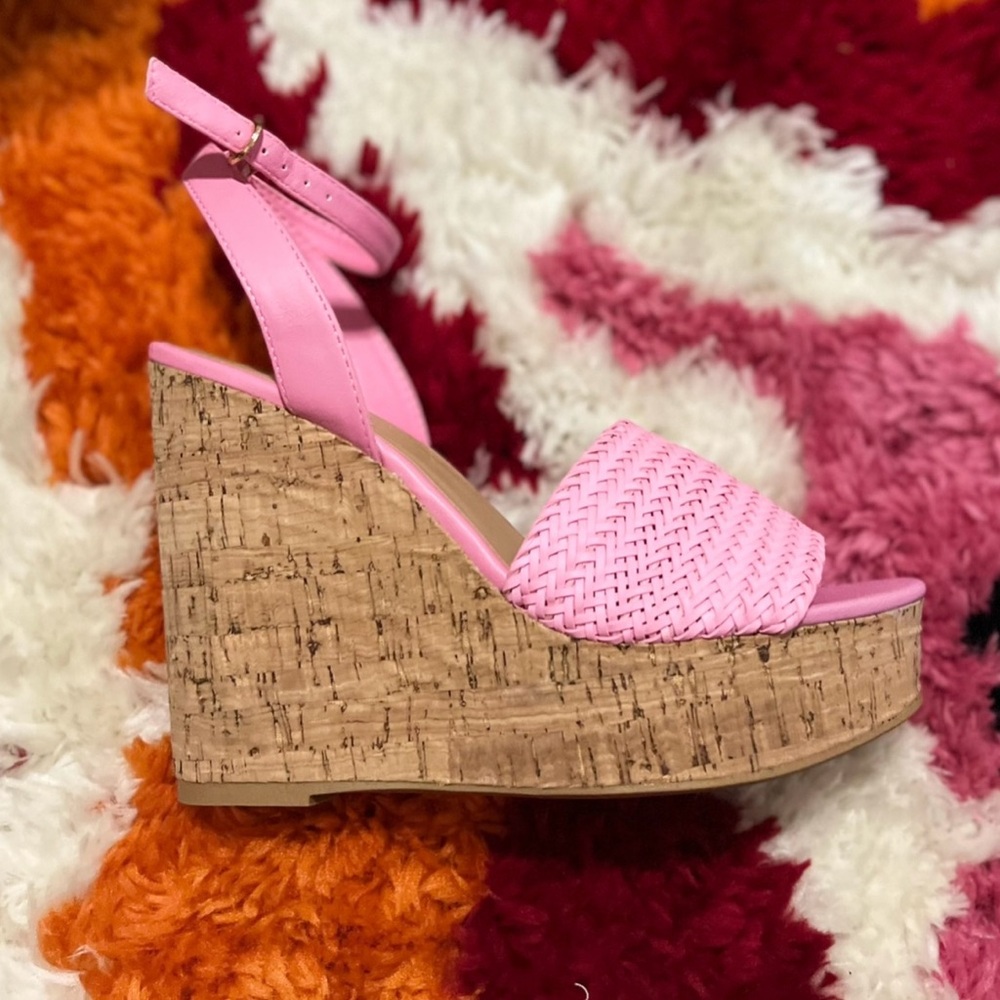 Pop That‎ Cork Electric Pink Strappy Wedge by Bamboo NWT Mulitple Available - Picture 3 of 4